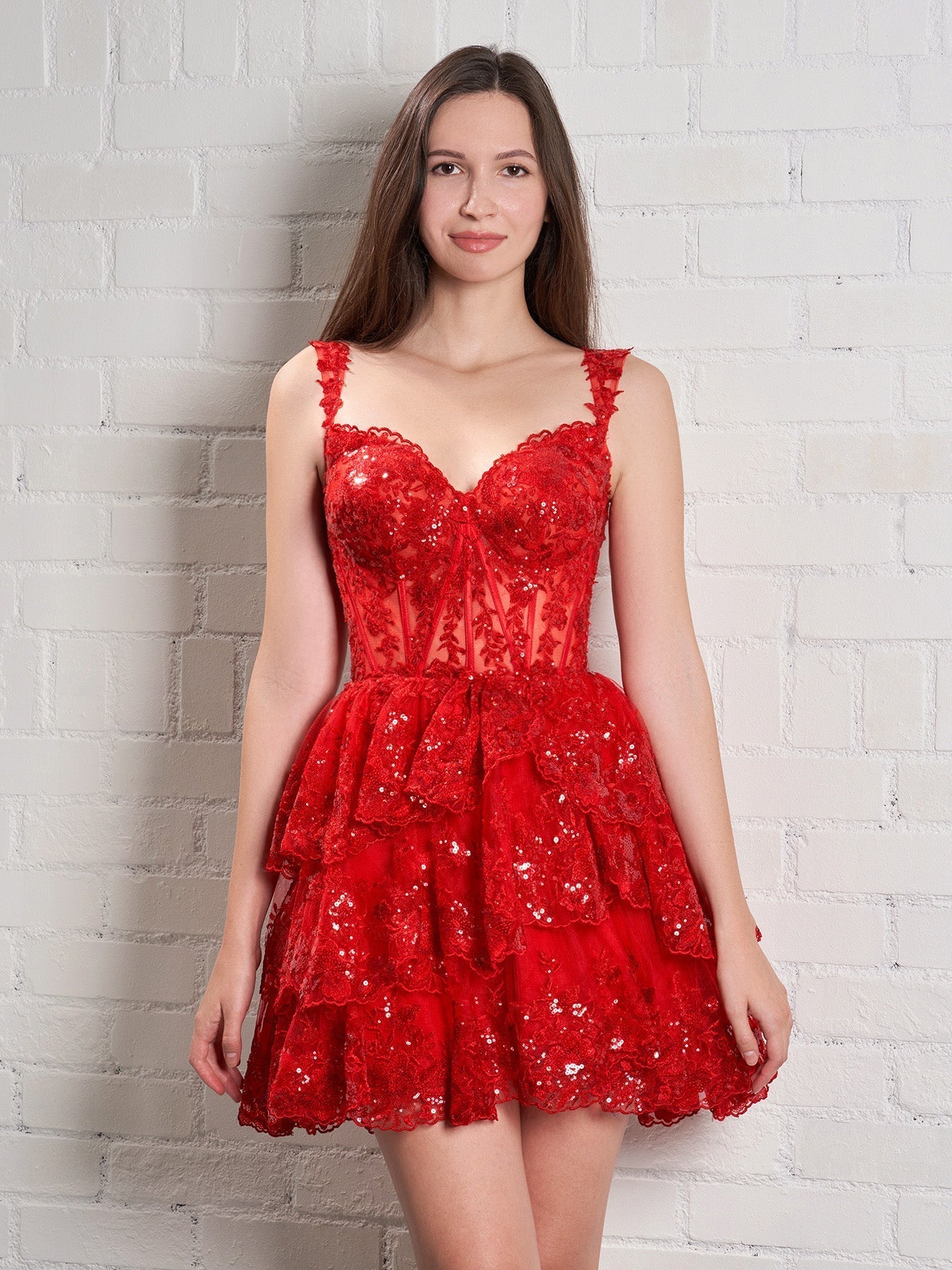 Chic Nova Sweetheart Tiered Short  Dress