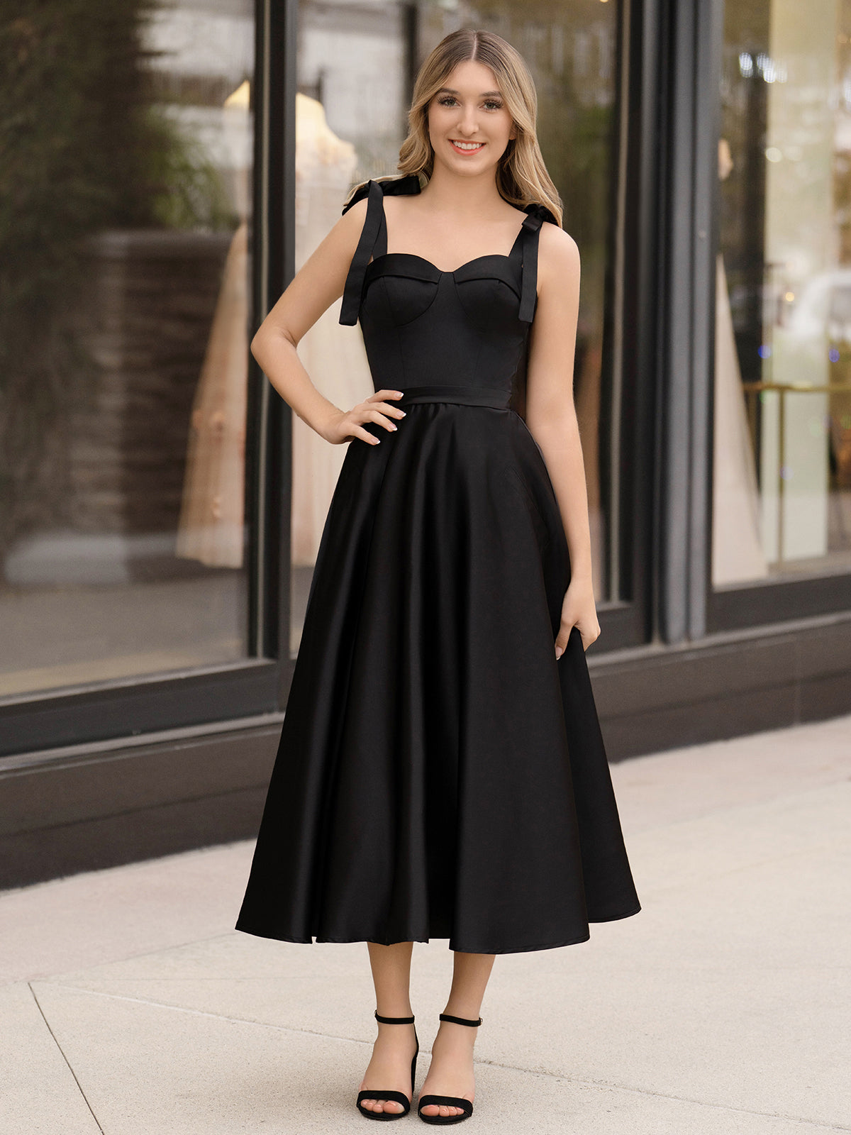 Chic Nova Satin Tea LengthDress