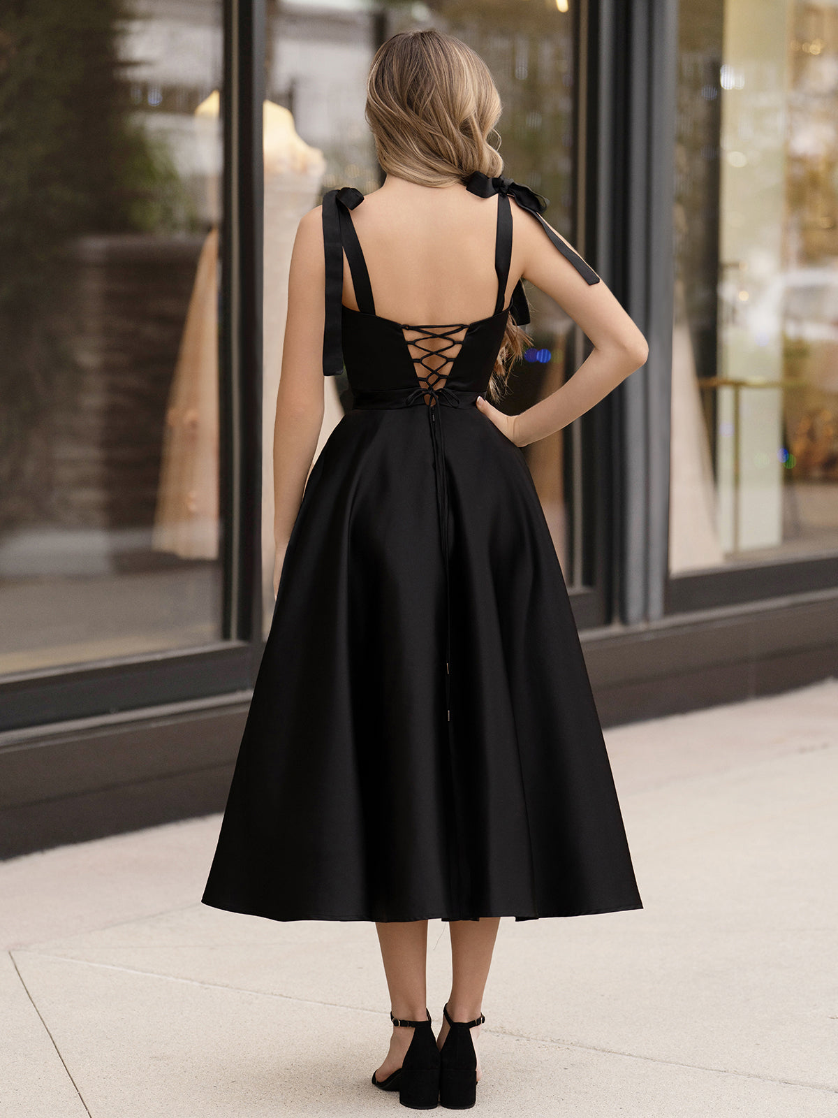 Chic Nova Satin Tea LengthDress