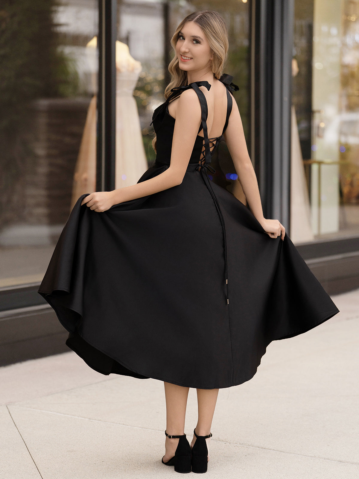 Chic Nova Satin Tea LengthDress