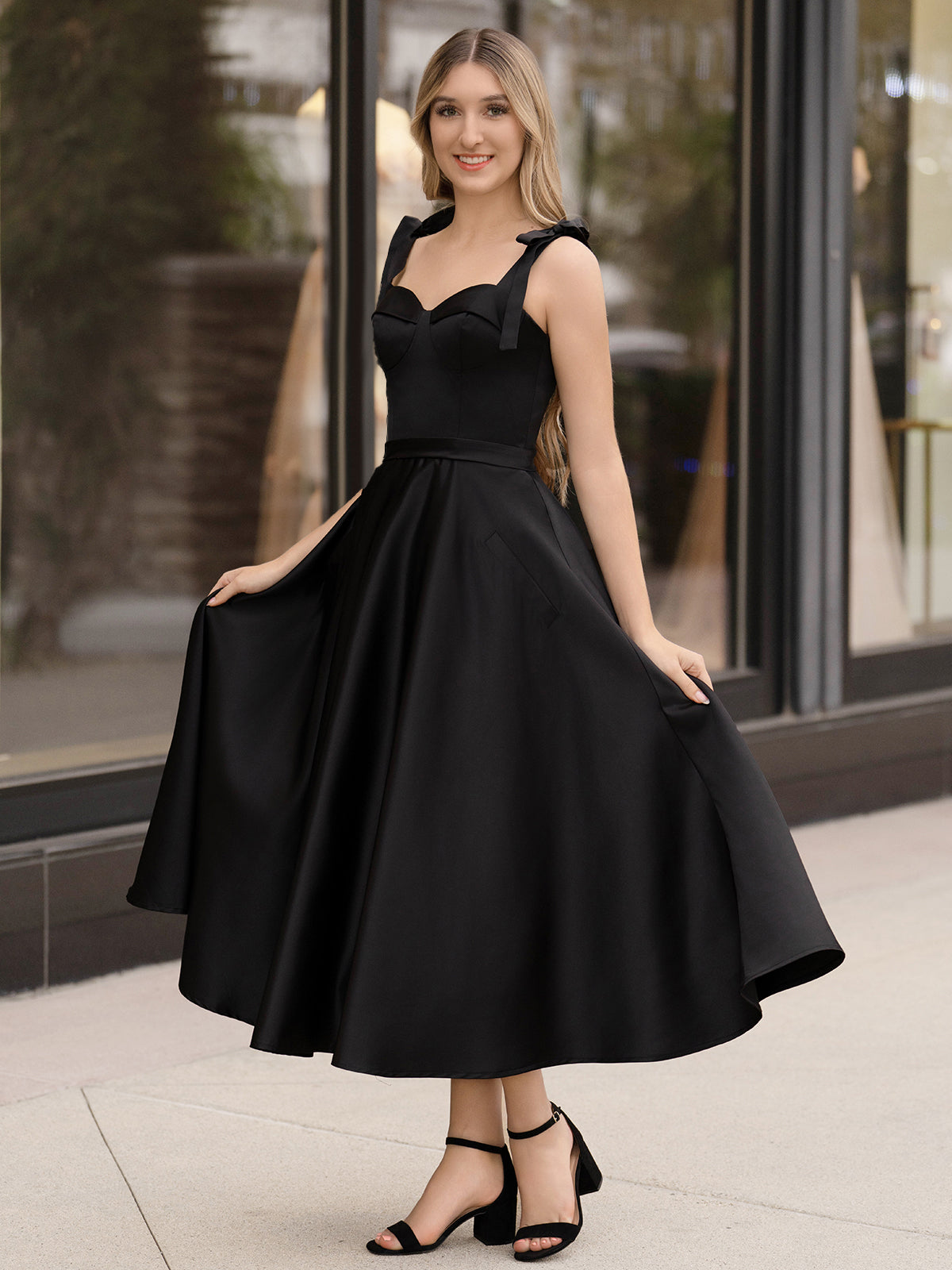 Chic Nova Satin Tea LengthDress